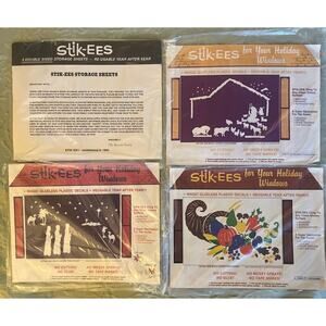 4 BRAND NEW UNOPENED Stik-EES Christmas Wise Men Cornucopia +RARE STORAGE SHEETS